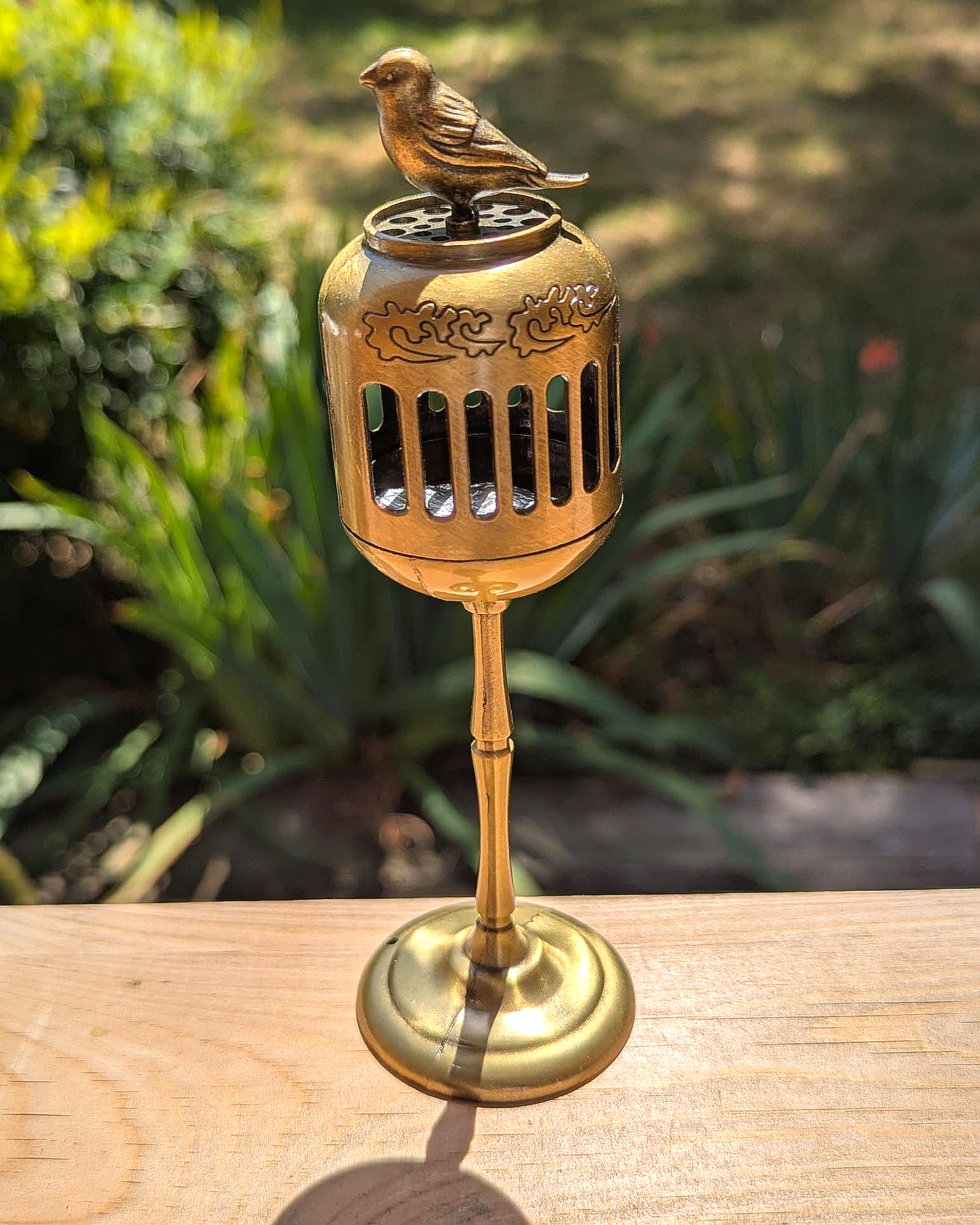 Bird Cage Incense Holder with Perched Bird Stand