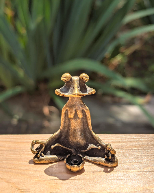 Zen Frog Brass Incense Stick Holder