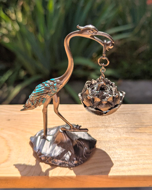Blue Heron Hanging Incense Holder with Suspended Burner
