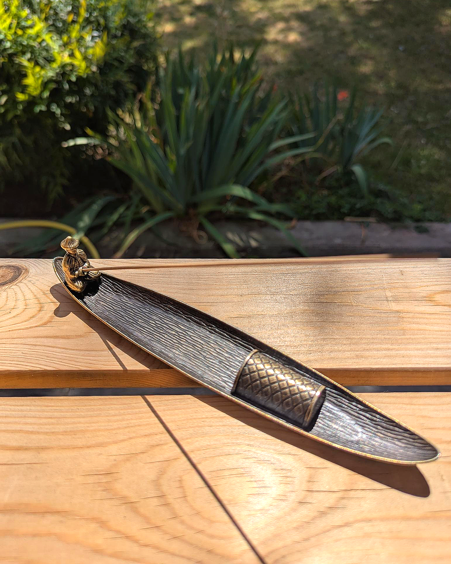 Fishing Boat Incense Holder with Rowing Fisherman