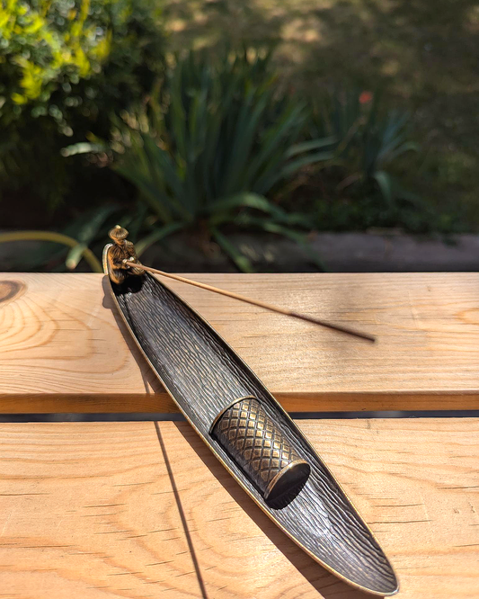 Fishing Boat Incense Holder with Rowing Fisherman