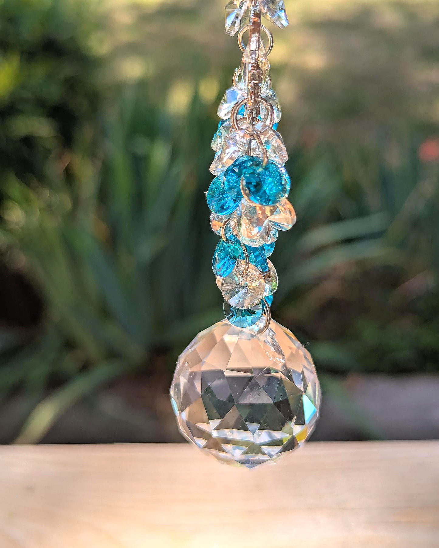 Blue Crystal Heart Light Catcher Sun Prism