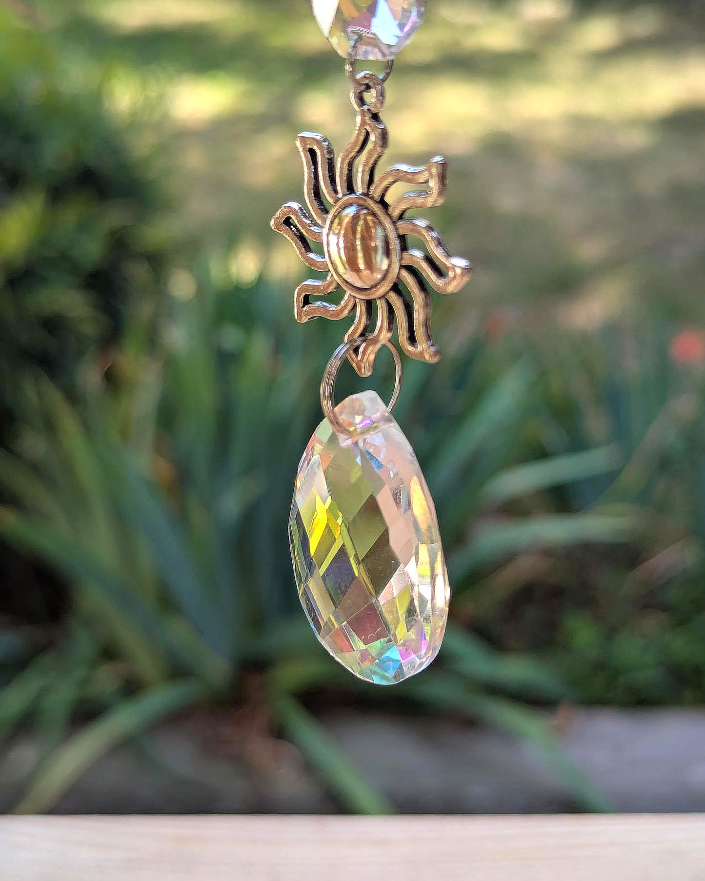 Celestial Crystal Light Catcher with Moon and Sun Charms