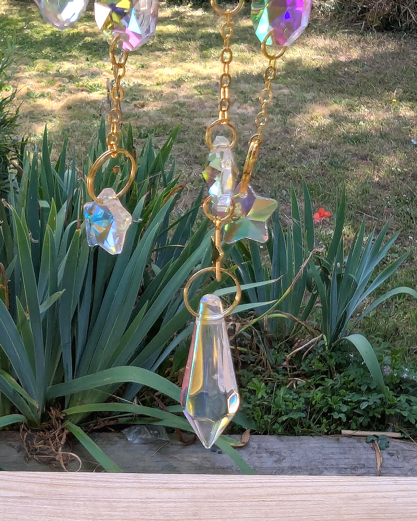 Sun and Crescent Moon Crystal Light Catcher