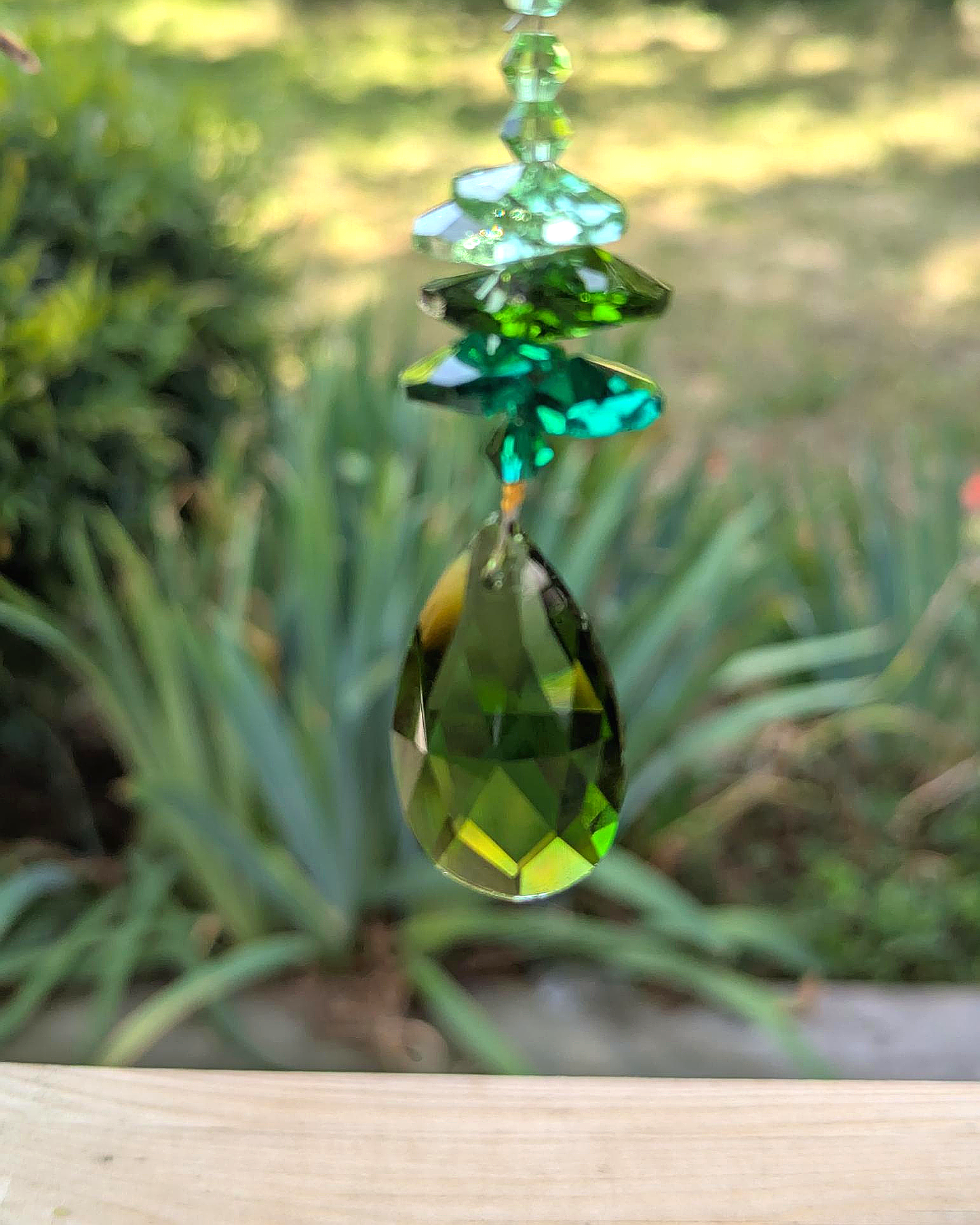 Hummingbird Crystal Light Catcher with Green Gem Accents