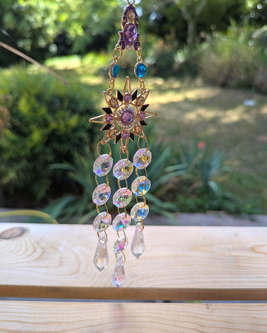 Sun Crystal Light Catcher with Multicolor Hanging Gems
