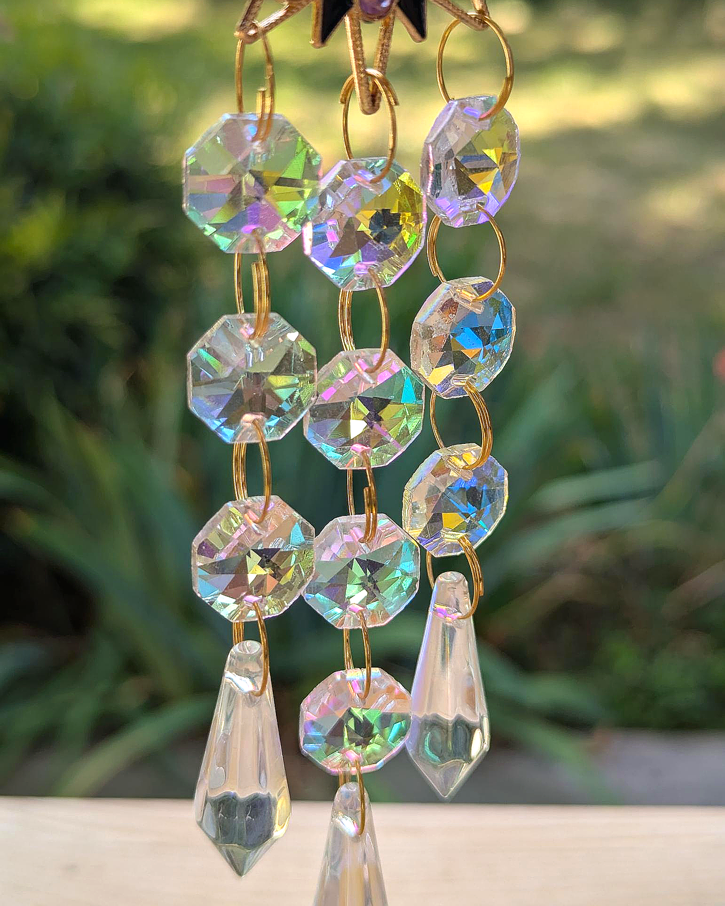 Sun Crystal Light Catcher with Multicolor Hanging Gems