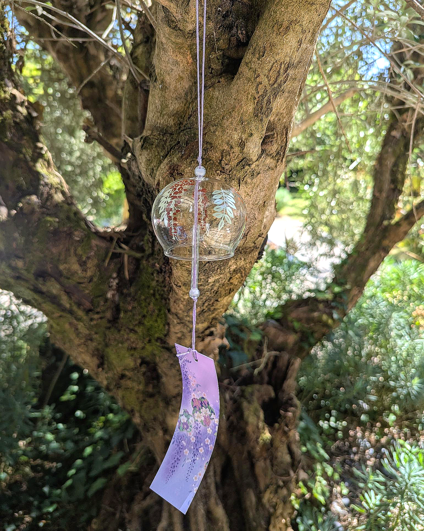 Purple Floral Glass Wind Chime