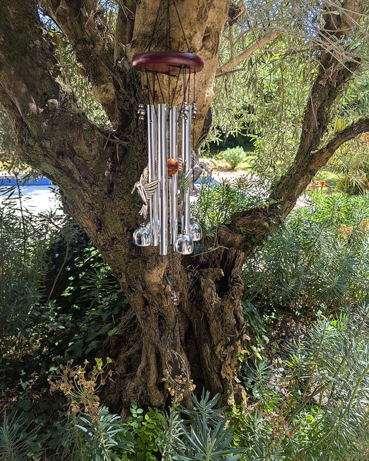 Silver Bird Wind Chime with Four Bells